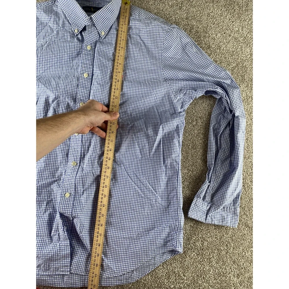 Polo Ralph Lauren Blue/White Gingham Check Shirt Pink Pony Mens XL Preppy Cotton